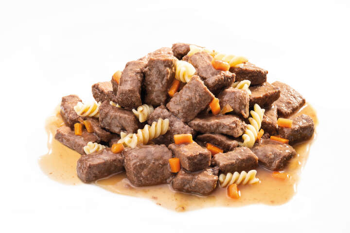 ViVAPET Hunde-Nassfutter Saftige Brocken Wild, Nudeln, Karotten